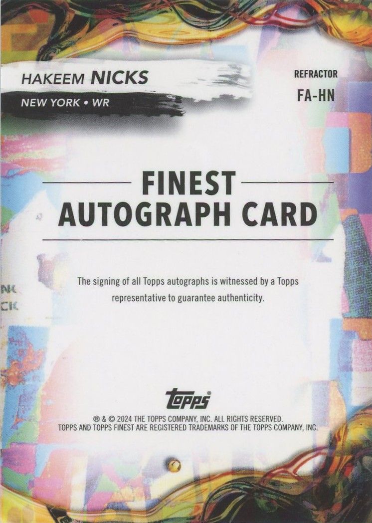 Hakeem Nicks 2024 Topps Finest Autograph #FA-HN