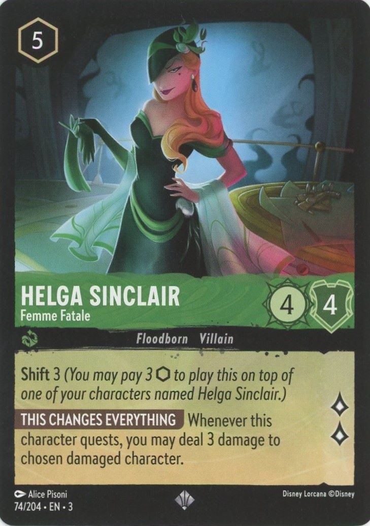 Disney Lorcana Into the Inklands Helga Sinclair Femme Fatale Super Rare #74