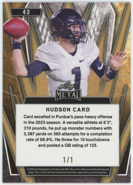 2024 Leaf Metal Football Hudson Card Black Cracked Ice #1/1 #43