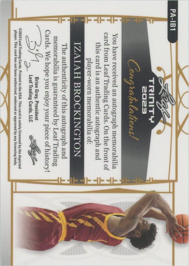 Izaiah Brockington 2023 Leaf Trinity RPA #39/99 #PA-IB1 Iowa St.