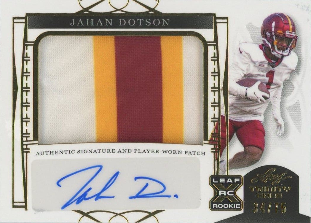 Jahan Dotson 2022 Leaf Trinity RPA Rookie RC #34/75 Commanders #PA-JD3