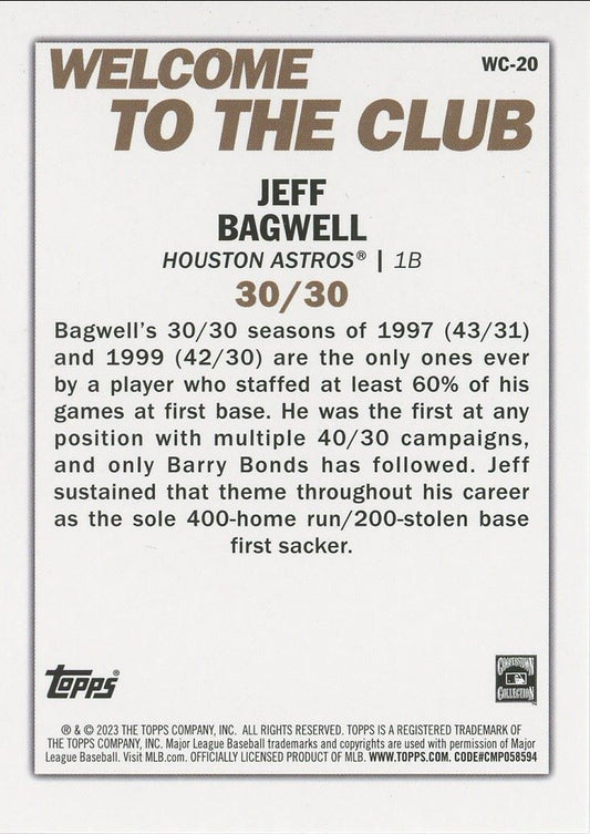 2023 Topps Series 1 Jeff Bagwell Welcome to the Club 30/30 #WC-20