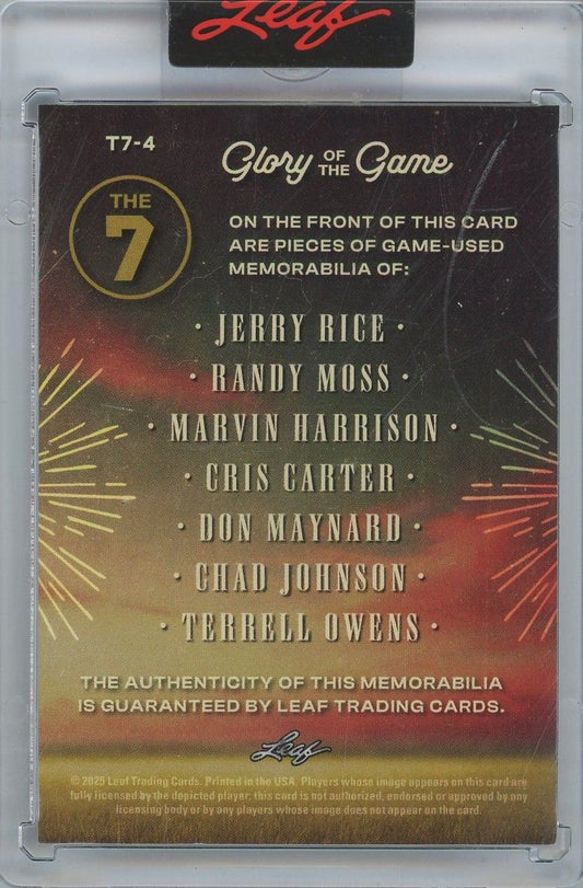 Jerry Rice, Moss, Harrison, Johnson, Owens, 2025 Glory of the Game, Game Used Patch #3/12 #T7-4