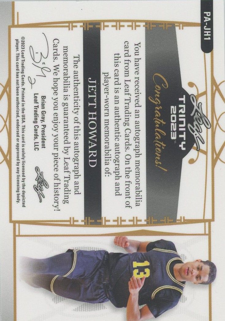 Jett Howard 2023 Leaf Trinity RPA #61/99 #PA-JH1