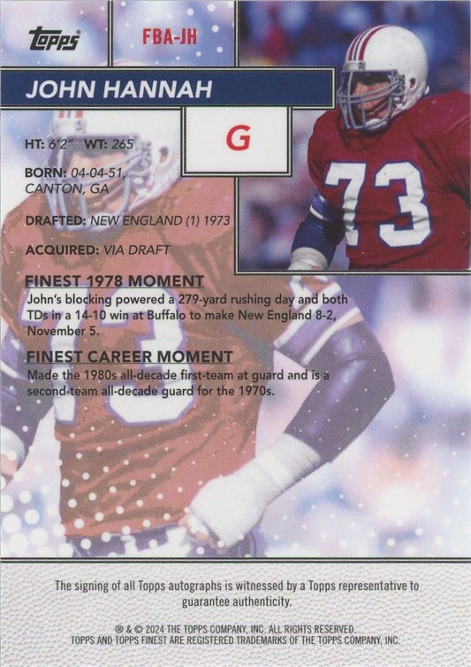 John Hannah 2024 Topps Finest Flashback Autos Blue Checkerboard #49/99 # FBA-JH