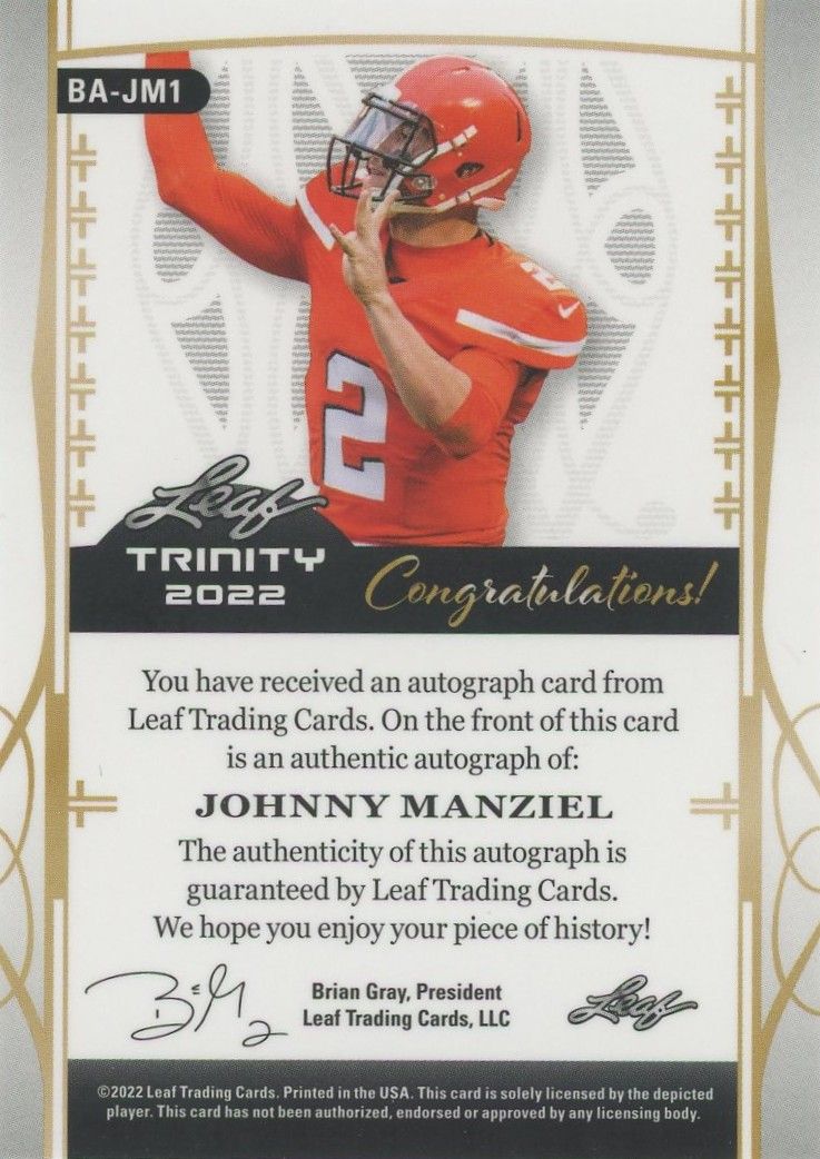 Johnny Manziel 2022 Leaf Trinity Football Gold Auto Browns Texas A&M #16/75 #BA-JM1