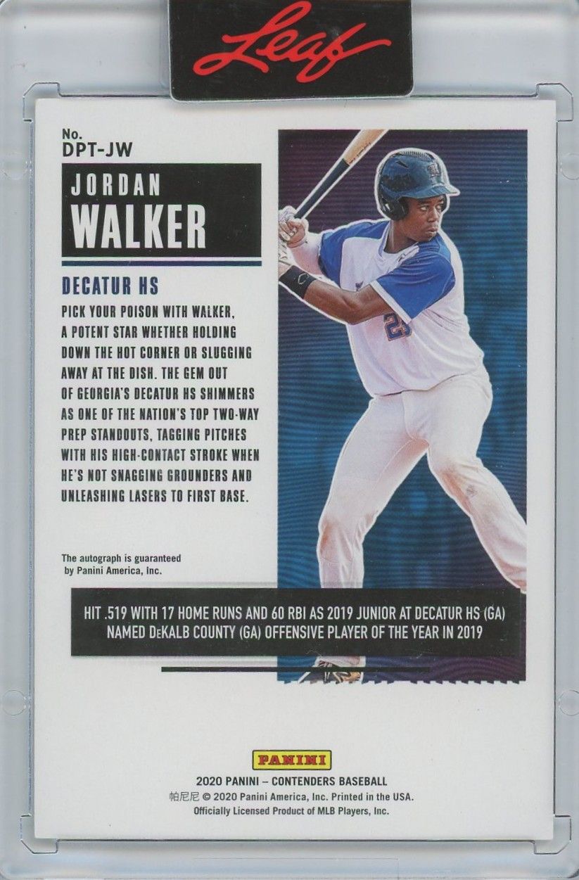 Jordan Walker 2020 Panini Contenders Red Draft Ticket Auto #32/75 #DPT-JW