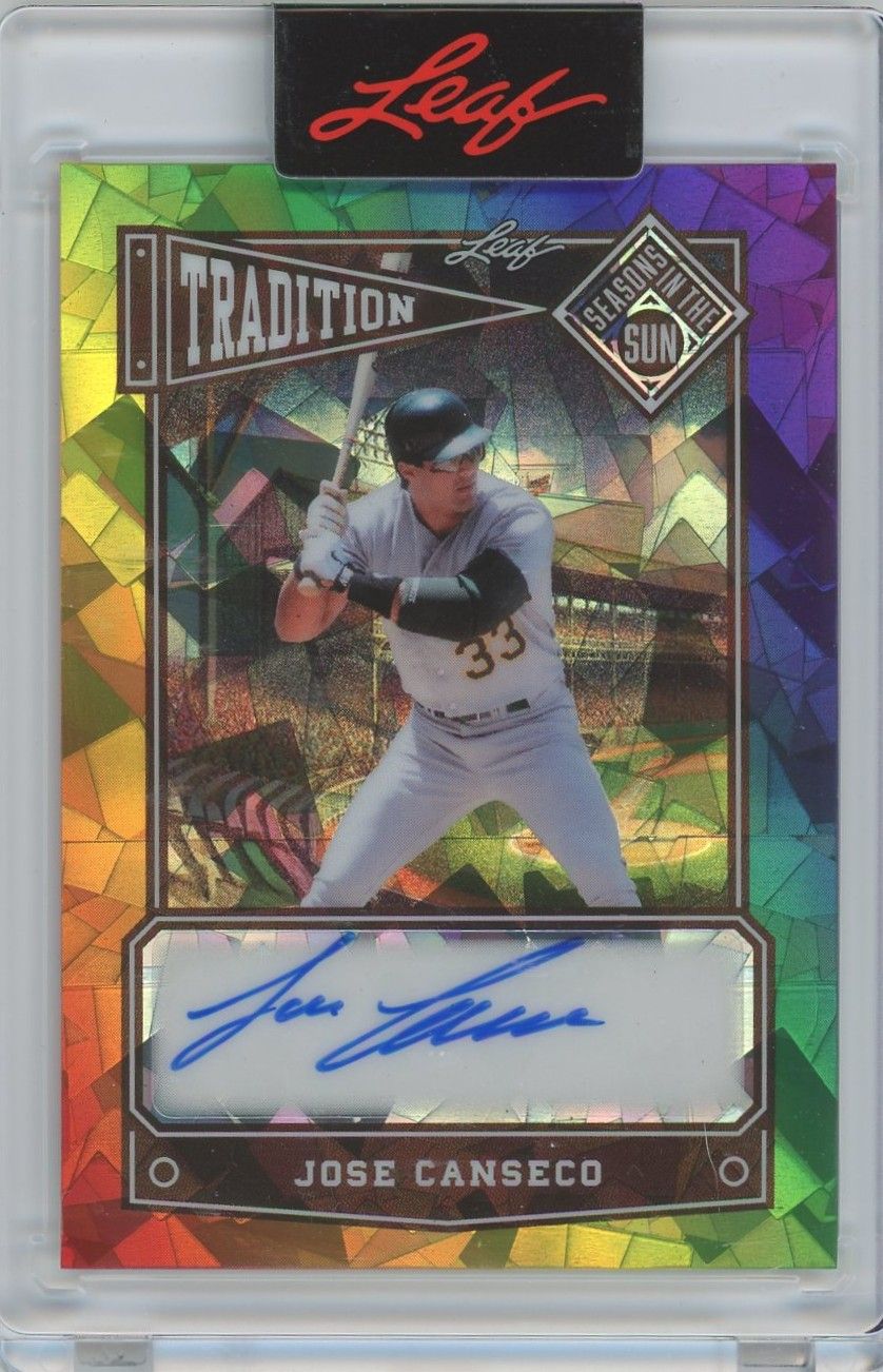 Jose Canseco 2025 leaf Seasons In the Sun Tradition Auto #1/10 #T-JC1