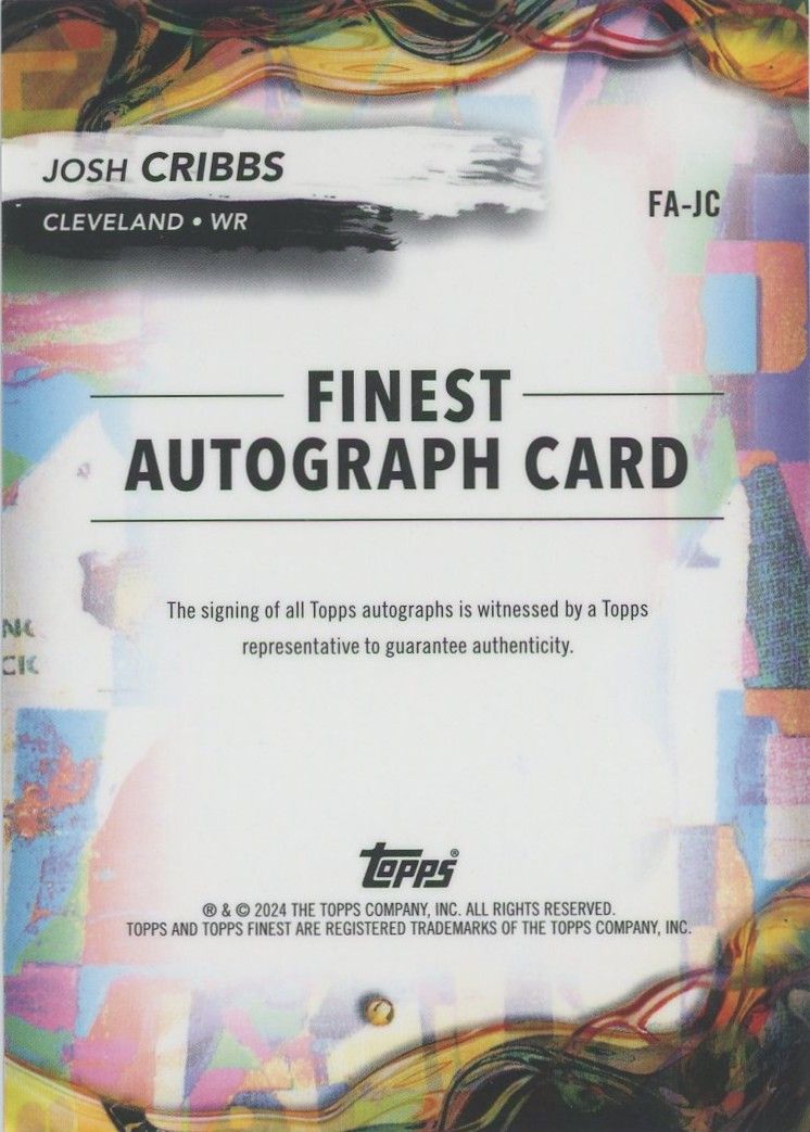Josh Cribbs 2024 Topps Finest Auto Gold #27/50 #FA-JC