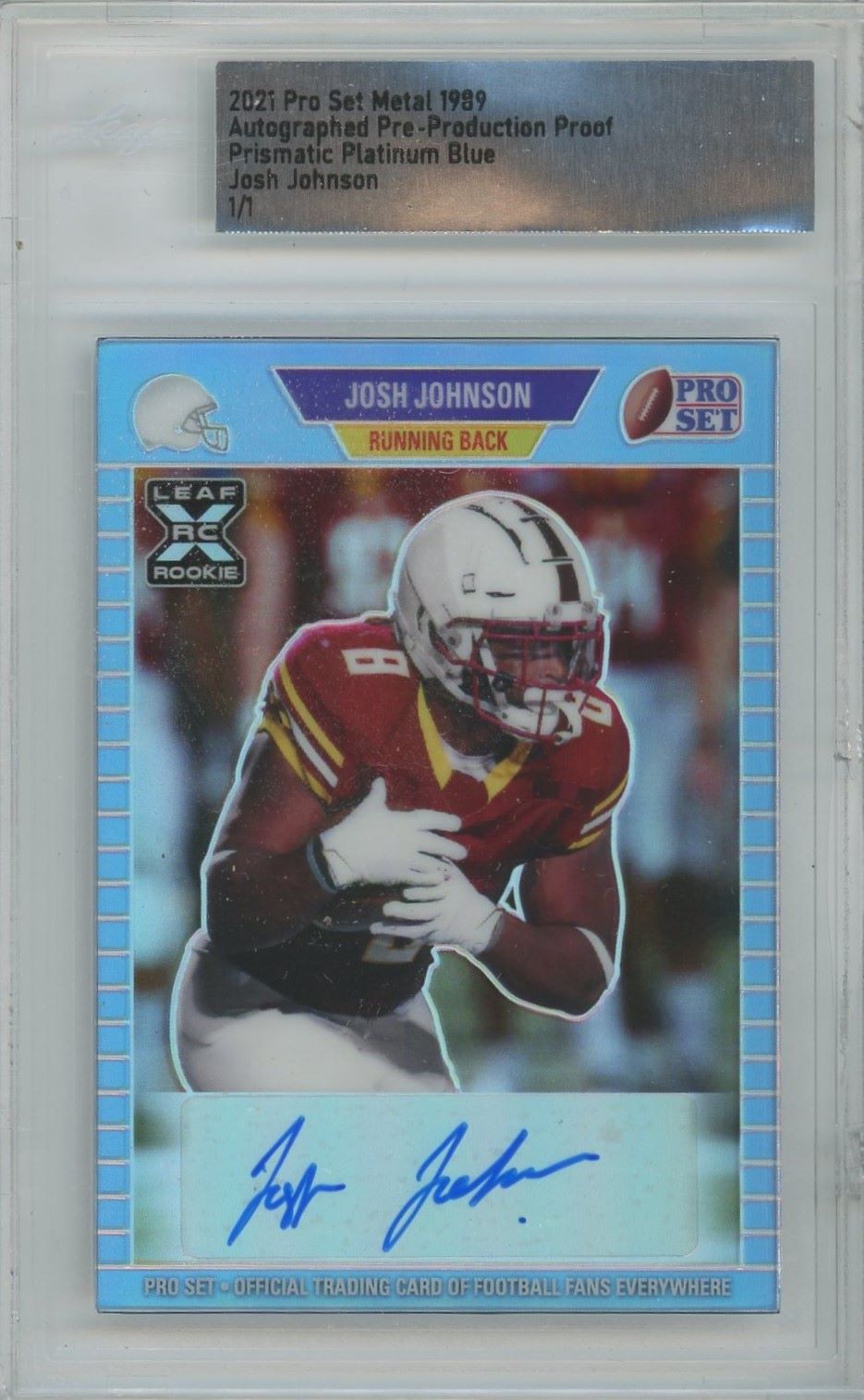Josh Johnson 2021 Leaf Pro Set Metal Pre Prod Proof Platinum Blue Auto XRC #1/1