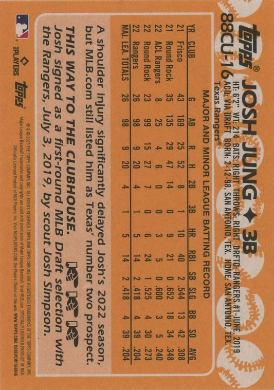 2023 Topps Chrome Update Josh Jung 1988 35 Anniversary Rookie #88CU16