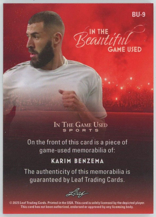 2025 Leaf In Game Used Karim Benzema Silver Patch #4/35 #BU-9