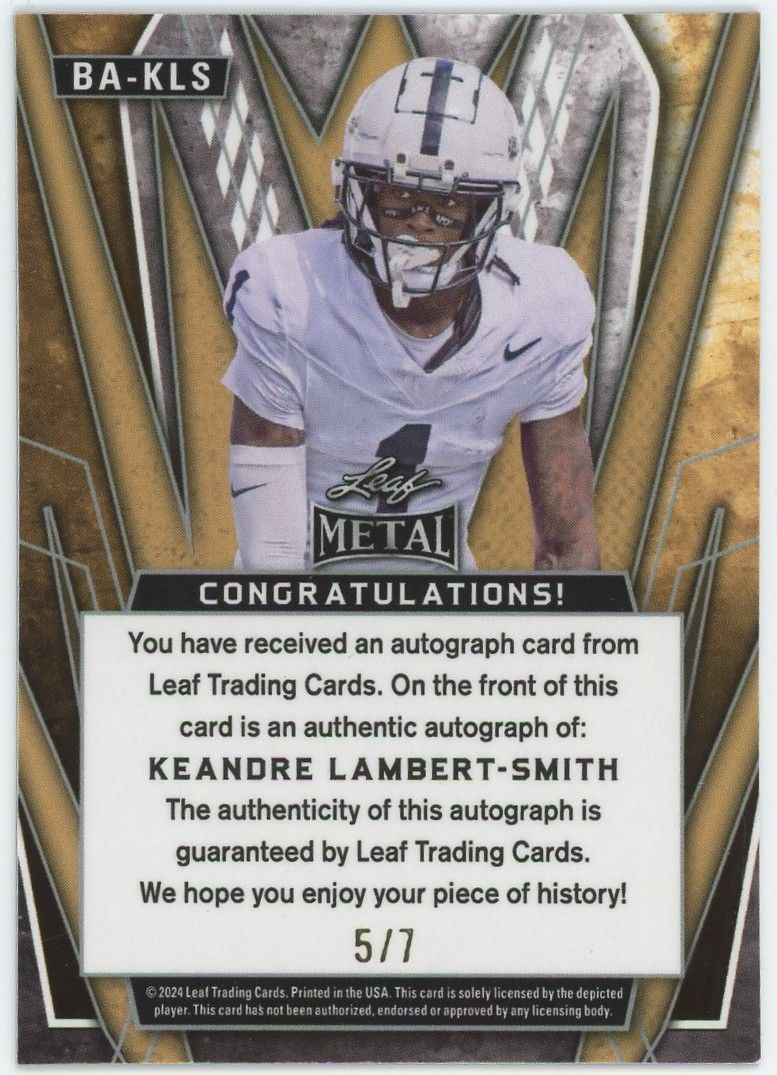 2024 Leaf Metal Keandre Lambert-Smith Purple Mojo Auto #5/7 #BA-KLS