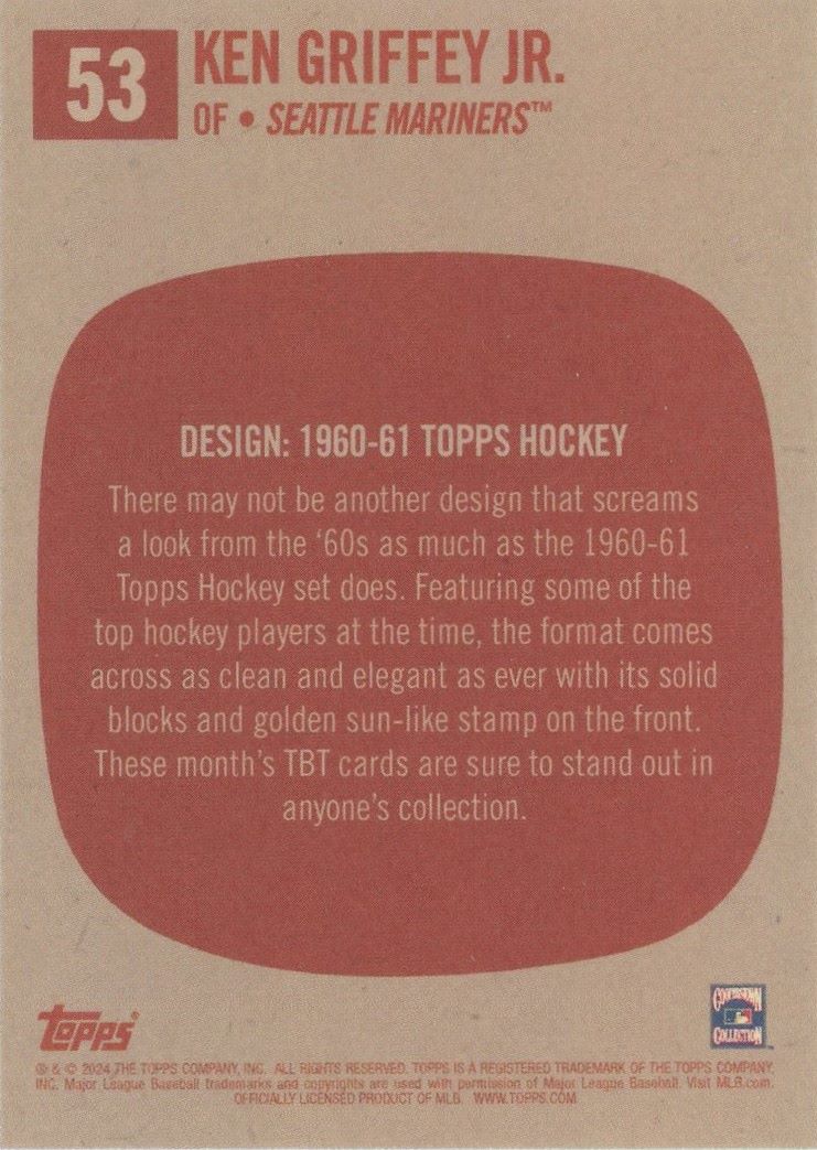 2024 Topps Ken Griffey TBT Throwback Thursday All Time Greats 1960-61 Hockey #53