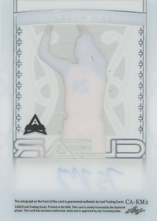 Kris Murray 2022-23 Leaf Trinity Clear Auto Platinum #19/25 #CA-KM2