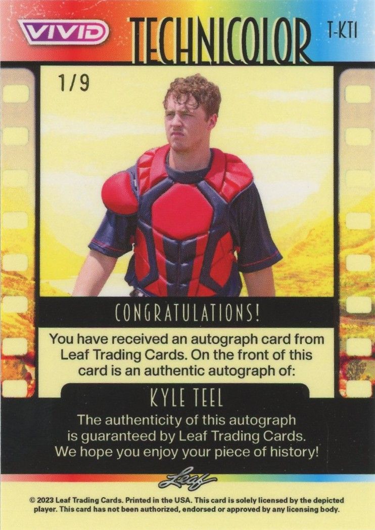 2023 Leaf Vivid Kyle Teel Technicolor Silver Auto #1/9 #T-KT1