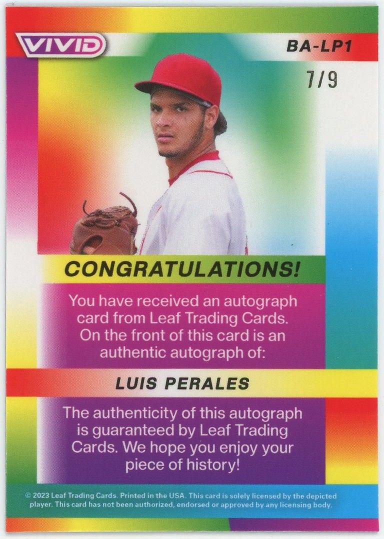 2023 Leaf Vivid Luis Perales Cracked Ice XRC Auto #7/9 #BA-LP1
