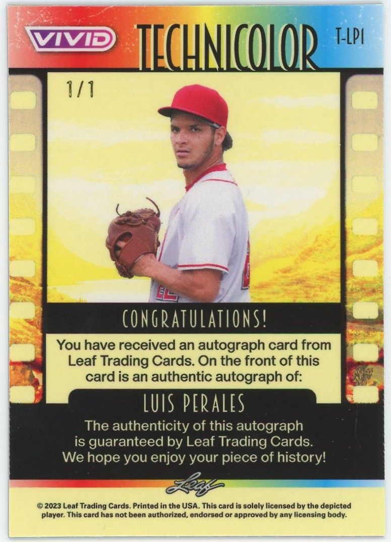 2023 Leaf Vivid Luis Perales Technicolor Silver Laser Auto #1/1 #T-LP1