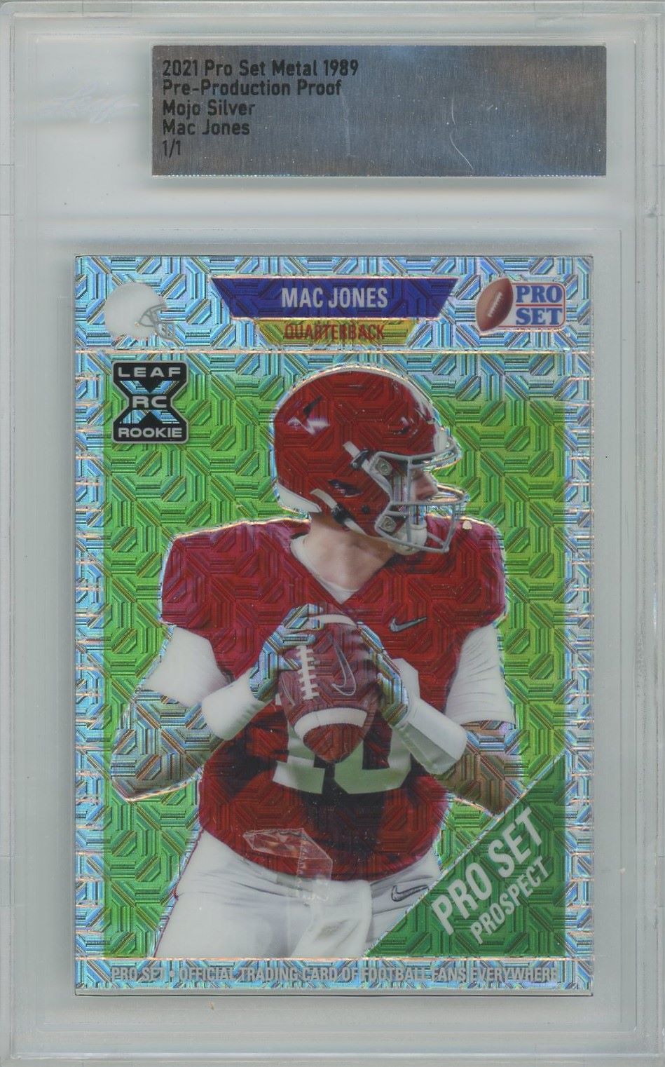 Mac Jones 2021 Leaf Pro Set Metal Pre Production Proof Mojo Silver XRC #1/1