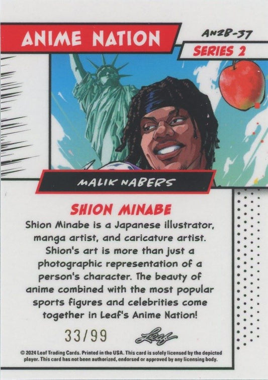 Malik Nabers 2024 Leaf Anime Nation Silver #33/99 #AN2B-37