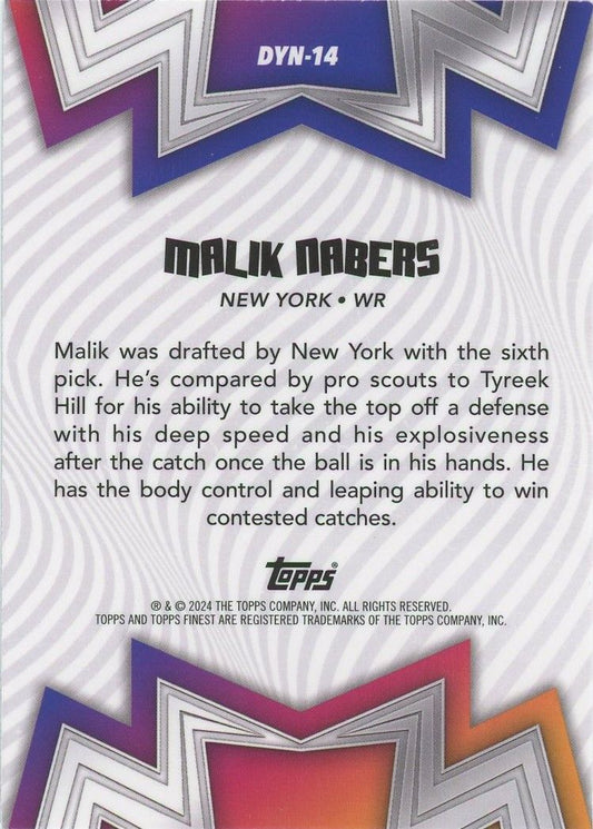 Malik Nabers 2024 Topps Finest Dynamos Rookie RC #DYN-14 New York