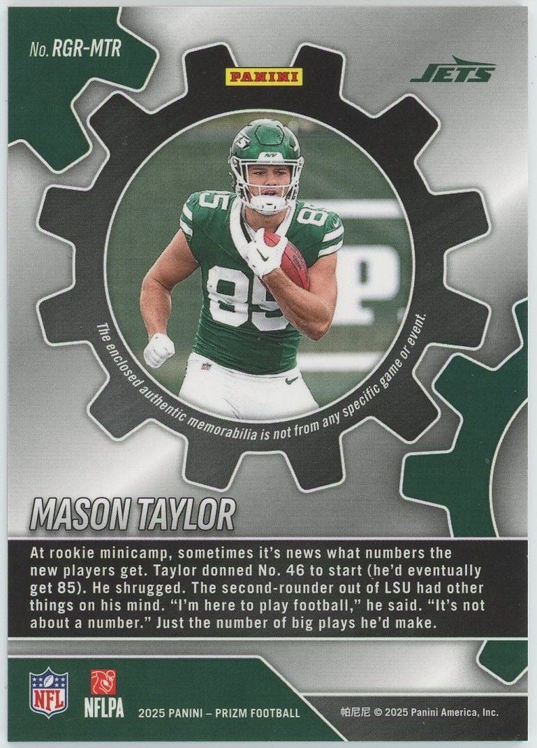 2025 Panini Prizm Football Mason Taylor Rookie Gear Pink #RGR-MTR