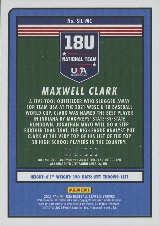 2023 Stars & Stripes Maxwell Clark Silhouettes Jersey Auto #/200 #SIL-MC