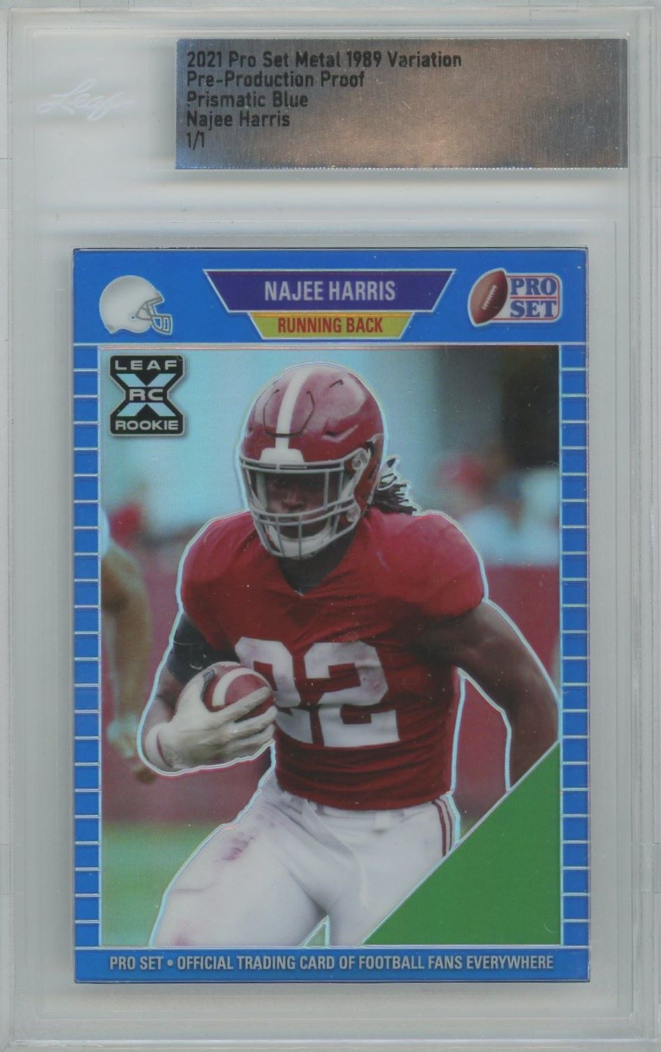 Najee Harris 2021 Pro Set Metal Pre-Production Proof Prismatic Blue XRC #1/1