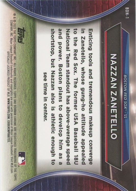 2023 Bowman Draft Chrome Nazzan Zanetello Draft Night #BDN1