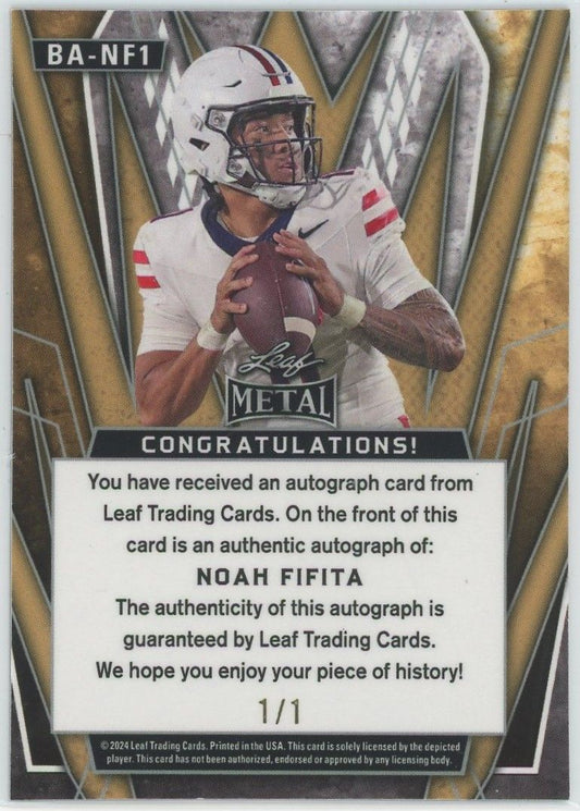 2024 Leaf Metal Noah Fifita Orange Cracked Ice Auto #1/1 #BA-NF1