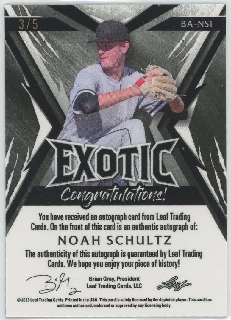 2023 Leaf Exotic Noah Schultz Alligator Auto #3/5 #BA-NS1