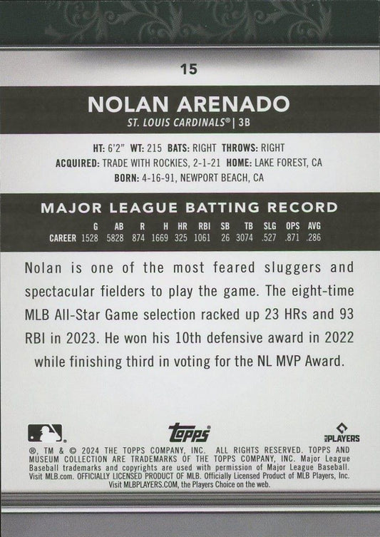 2024 Topps Museum Collection Nolan Arenado #15 Cardinals