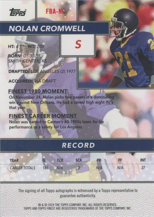 Nolan Cromwell 2024 Finest Flashback Auto #FBA-NC Rams