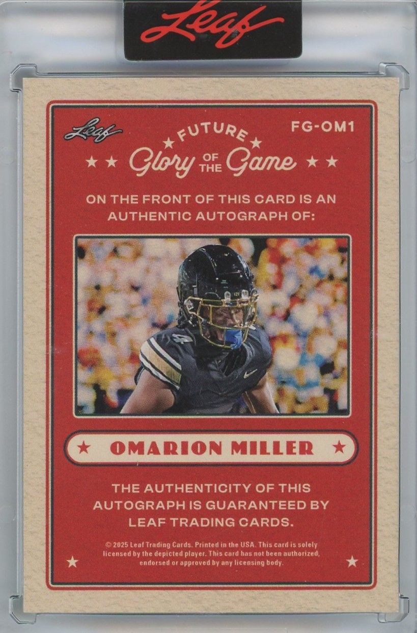 2025 Leaf Glory of the Game Omarion Miller Future Sparkle Auto #8/10 #FG-OM1