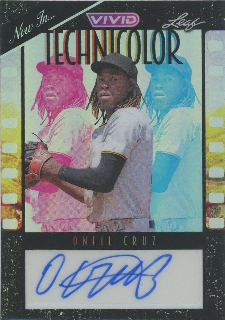 Oneil Cruz 2023 Leaf Vivid Technicolor Auto Black #3/5 Pittsburgh Pirates