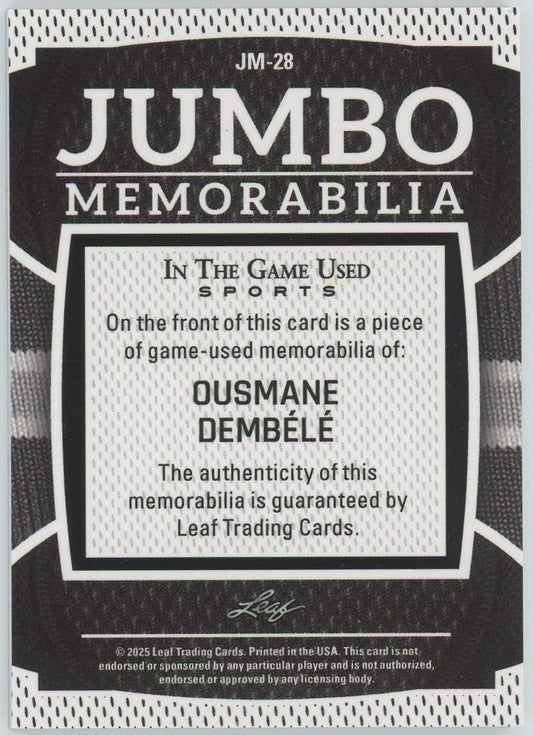 2025 Leaf In The Game Used Ousmane Dembele Purple Jumbo Memorabilia #3/5 #JM-28