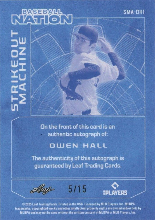 Owen Hall 2025 Baseball Nation Strikeout Machine Silver Shimmer Auto #5/15 #SMA-OH1