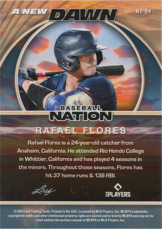Rafael Flores 2025 Leaf Baseball Nation A New Dawn Silver Shimmer #6/15 #NB-84