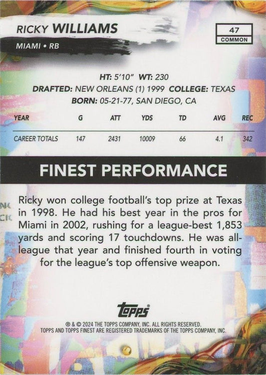 Ricky Williams 2024 Topps Finest Purple #127/250 #47