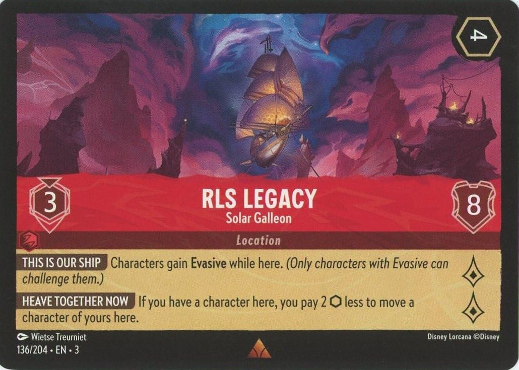 Disney Lorcana Into the Inklands RLS Legacy Solar Galleon Rare #136
