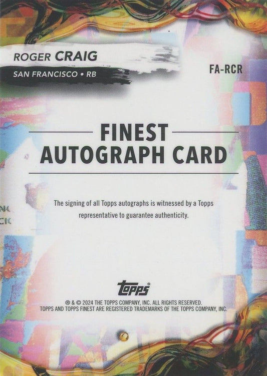 Roger Craig 2024 Topps Finest Football Blue Checkerboard Auto #6/99 #FA-RCR