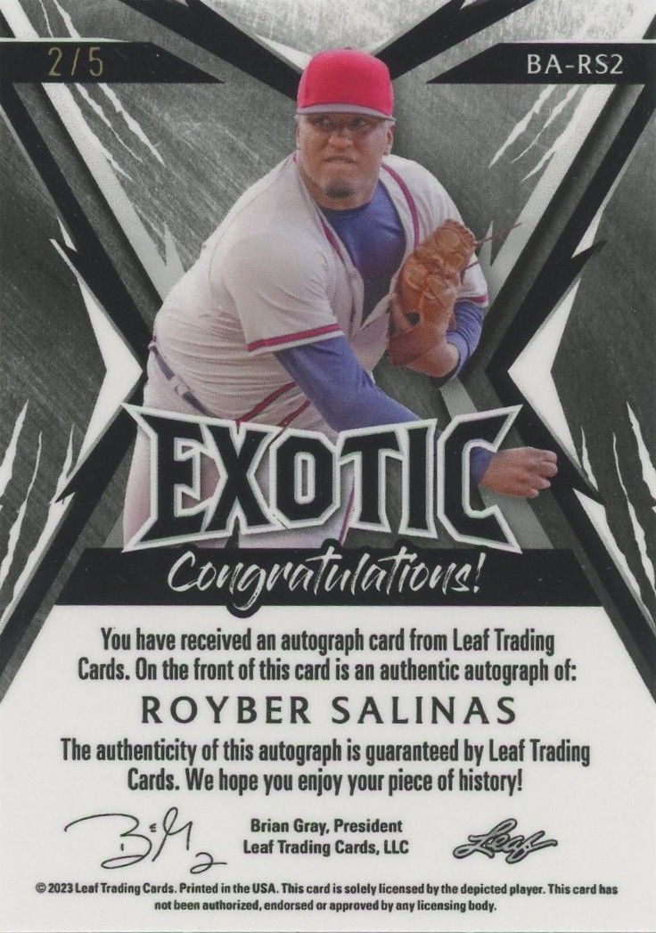 Royber Salinas 2023 Leaf Exotic Green Auto #2/5 #BA-RS2