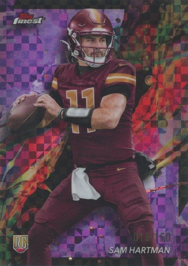 Sam Hartman 2024 Topps Finest Purple Checkerboard Rookie RC #18/150 #68
