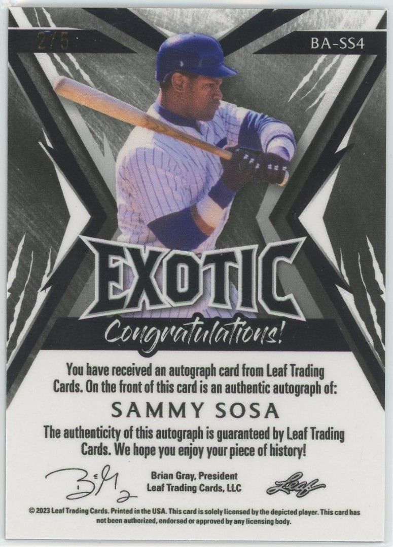 2023 Leaf Exotic Baseball Sammy Sosa Deer Auto #2/5 #BA-SS4