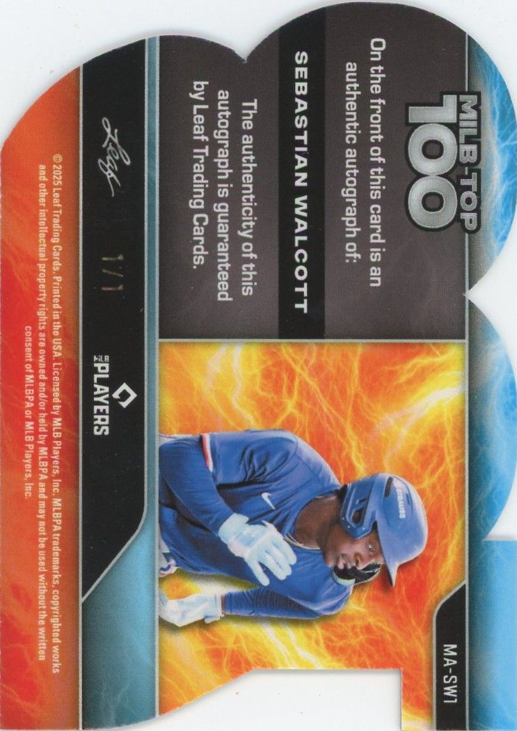 2025 Leaf Baseball Nation Sebastian Walcott MILB Top 100 Orange #1/1 #MA-SW1