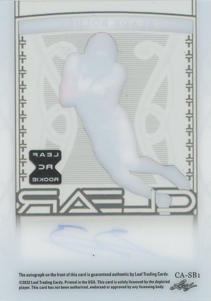 Slade Bolden 2022 Leaf Trinity Clear Auto Gold Rookie XRC #50/75 #CA-SB1