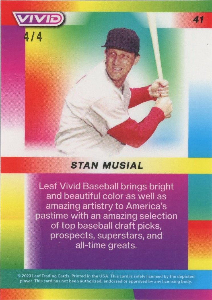 2023 Leaf Vivid Baseball Stan Musial Cracked Ice #4/4 #41