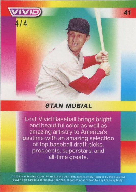 2023 Leaf Vivid Baseball Stan Musial Cracked Ice #4/4 #41