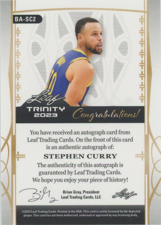 Stephen Curry 2022-23 Leaf Trinity Gold Auto #16/35 #BA-SC2