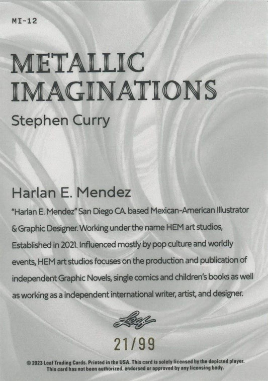 2023 Leaf Stephen Curry Metallic Imaginations Gold Refractor #/99 #MI-12